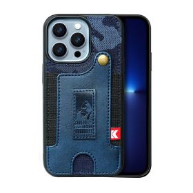 Suitable for iPhone 13pro phone case Apple 14 card wrist strap iPhone 14 phone case (Applicable model: iPhone13PRO MAX, colour: Camo Blue)