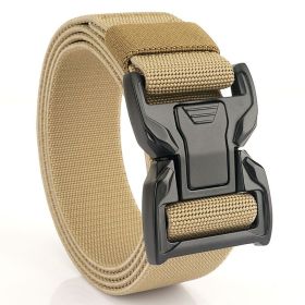 New quick release button tactical nylon belt; working clothes; outdoor training belt; casual men's belt; wholesale by manufacturers (Length (CM): 125cm, colour: Wolf brown)