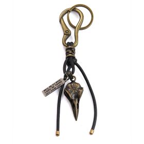 Retro Leather Rope Keychain Lobster Buckle Pendant (Option: Bronze)